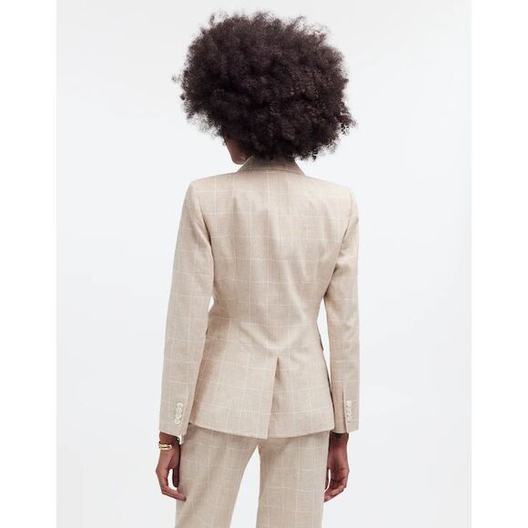 Madewell The Slim Blazer in Sesame Maeve Glen Plaid Size M - Picture 3 of 11